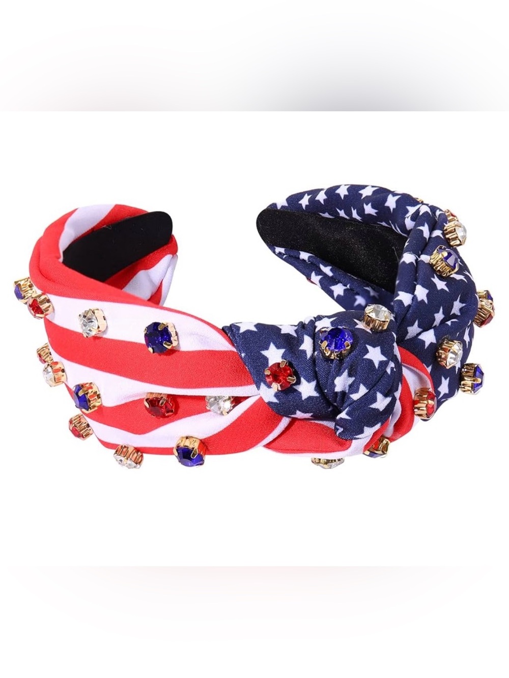 Patriotic Rhinestone Knotted Headband - Red, White & Blue 4th July